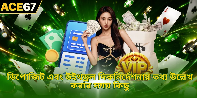 ডিপোজিট এবং উইথড্রল দিকনির্দেশনায় তথ্য উল্লেখ করার সময় কিছু